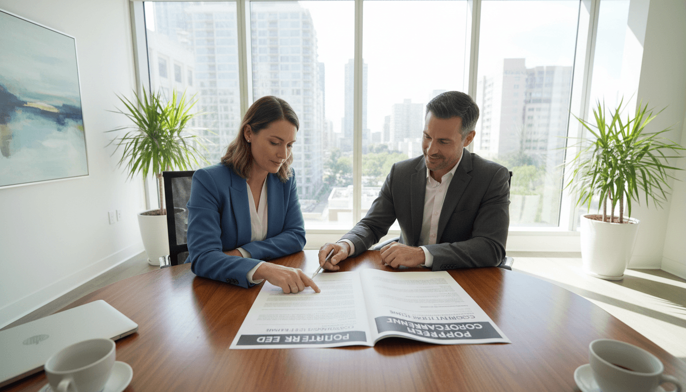 Homeowner reviewing property appraisal document with real estate professional