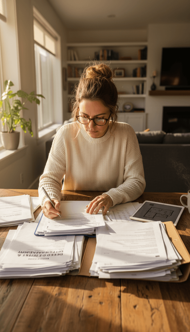 Homeowner reviewing property appraisal documents at home